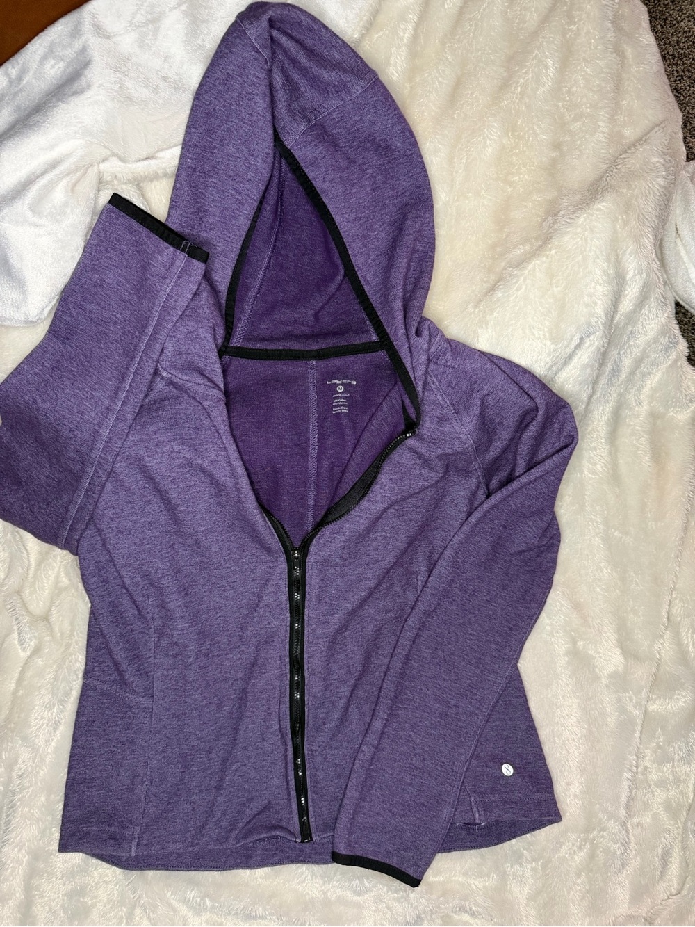 Layers Brand Size M Purple Full-Zip Hooded Crop Jacket